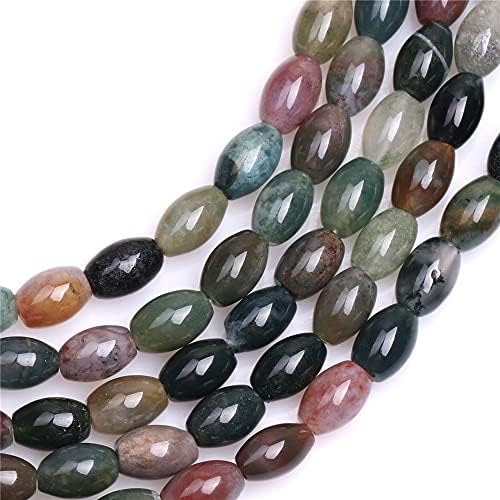 JOE FOREMAN 6x9mm Indijski ahat Olivary perle za nakit Making Natural Semi Precious Gemstone Strand 15