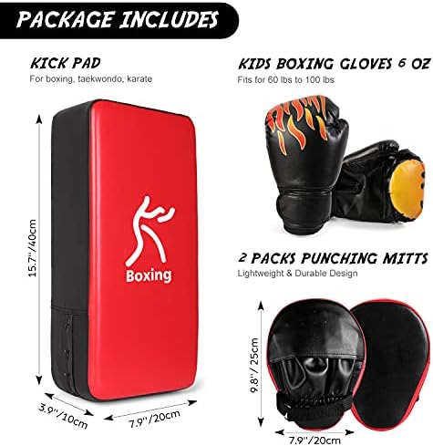 Odolandski paket - 2 predmeta 8-u-1 4FT vrećica za probijanje nepopunjena za odrasle i 3-u-1 bokserske rukavice udaranje mitts udarnog