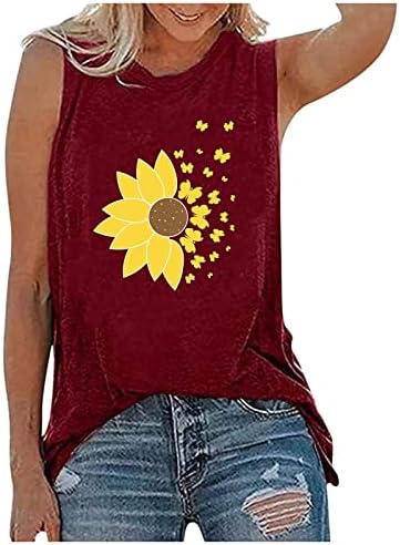 Ženski spremnik suncokreta vrhovi ljetni bez rukava bez rukava plus majice plus veličina majica prsluka