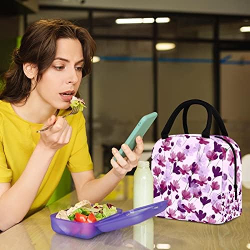 Pink And Purple Flower Paint torba za ručak izolovana kutija za ručak torba za piknik na otvorenom Školska putna posuda za hranu Cooler