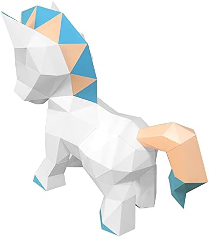WLL-DP Slatka jednorog 3D papir trofejski papir Model Creative Handmade Game Papir Skulptura Personalizirani geometrijski ukras za