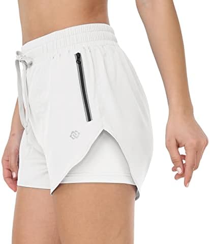 Mofiz Ženska 2 u 1 trčanja Elastični struk Podesivi pričvršćivač Atletski kratke hlače sa reflektirajućom srebrnim džepom