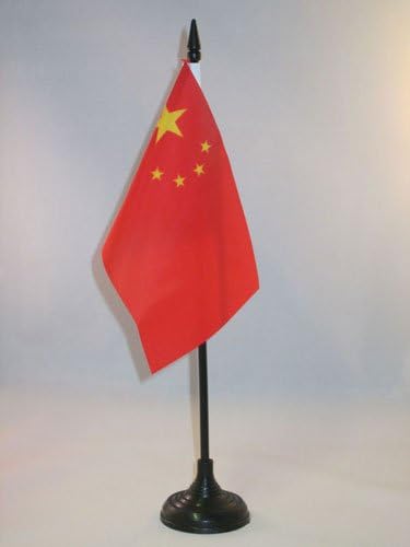 AZ zastava Kina Zastava stola 4 '' x 6 '' - kineska zastava stola 15 x 10 cm - crna plastična stick i baza