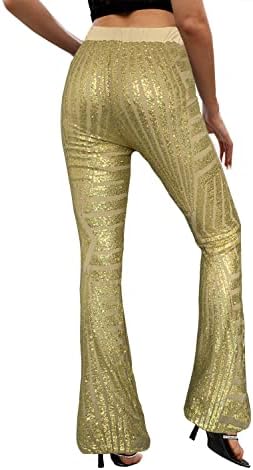 Niyokki Disco Sparkle Secun Bell Holce Hlače, visoko strukske hlače za žene