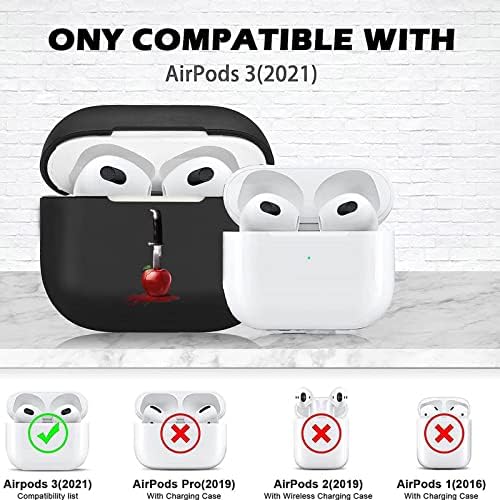 EOKRUW kompatibilan sa CASE AIRPODS 3RD 2021, TPU soft futrola za slušalice, jedinstveni smiješni dizajn lubanja, sa privjeskom sa
