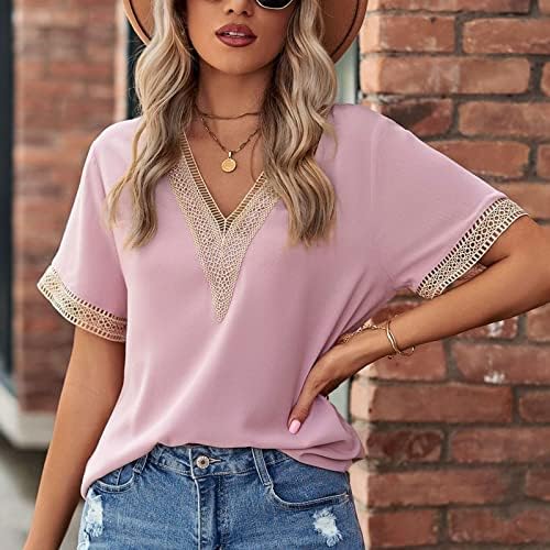 Kratki rukav 2023 Odjeća Trendy Regular Fit V izrez Chiffon Lounge bluza majica za žensko Ljeto Jesen Basic Top 04