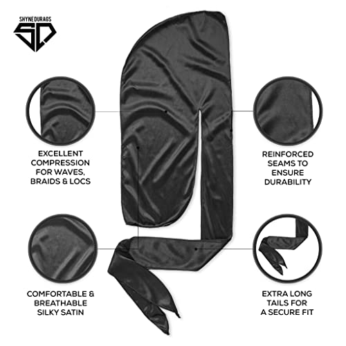 ShyneDurags Silky Durag-savršeno za 360 valova – dredova i kovrča, vrhunske svilene Duragove za muškarce i žene, Ultra meke i bez
