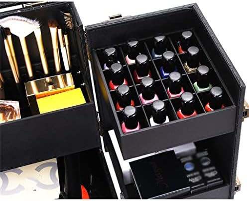 N / A kofer za umjetnike za nokte za nokte Preklopna prtljaga Velika kozmetička kutija za pohranu Retro kolica