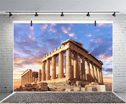 LFEEY 7x5ft Sunset Grčka Partenon fotografija pozadina istorijska zgrada poznata palata drevna Atina Acropolis hram kolona fotografija