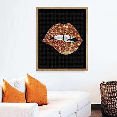 Pizza Lips Dekorativni dijamantski slikarski kompleti Smiješni 5D DIY COLL BROJA DIADOND DOTS Slike Kućni dekor 16 x20