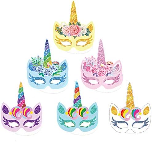 24pcs Unicorn Rođendanska zabava favorizira jednorog maske za djevojčice djecu Goodie Bag Stuffers Unicorn papirne maske jednorog