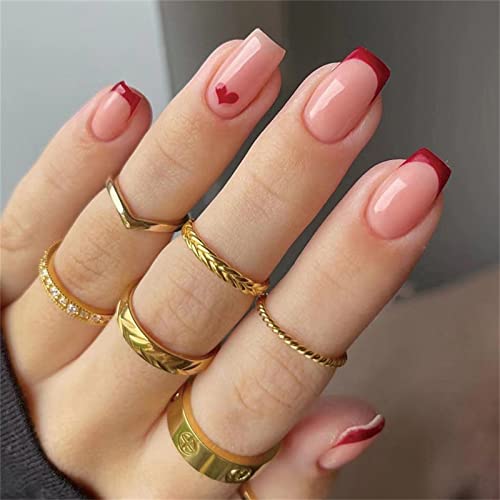 CRRLtry Nude francuska presa na noktima kratki kvadratni lažni nokti vole umjetne nokte svakodnevno slatki nokti sjajni nokti za žene