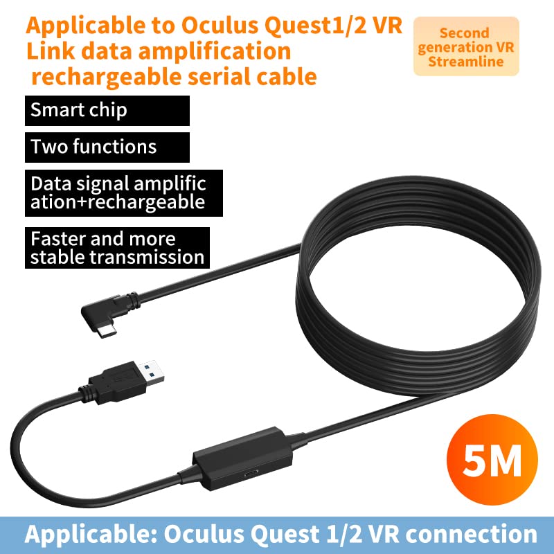 Kabel za nadogradnju EPPFUN 5m / 16ft za oculus Quest 2, sa zasebnim priključkom za punjenje, 5Gbps brzi prenos podataka, USB 3.0