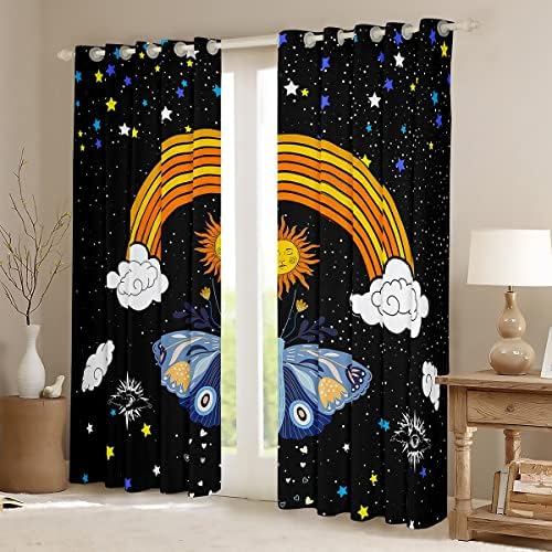 Erosebridal Rainbow Curtains 76 X54 BOHO Egzotične moljane zavjese za djecu, boemski cvijeće Zavjese i zavjese Galaxy Starry Sky Star