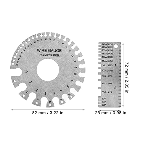 2 pakovanja dvostrano mjerno mjerenje žice 0-36 američki standardni metalni mjerač i mjerač debljine od nehrđajućeg čelika, mjerač