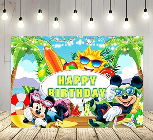 Havajska Aloha pozadina za rođendanske potrepštine ljetne pozadine fotografija Mickey Mouse tema Baby Shower Banner 59x38in