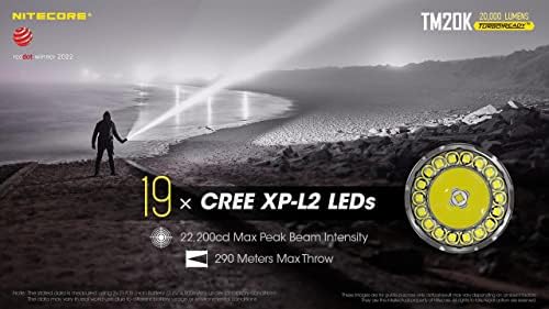 Nitecore TM20K USB-C punjiva ultra visoke performanse taktičke LED reflektora - 19 x Cree XP-L HD - 20000 Lumens W / 2x Besplatna