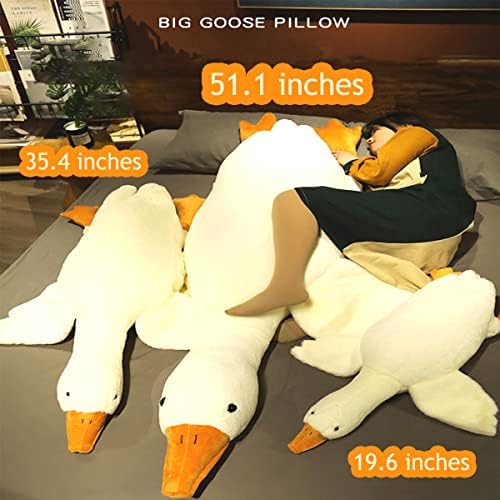 MDXMY 51.2 Goose Punjeni životinjski bijeli labud baca plišani jastuk Super mekani jastuk za spavanje (dolje bijelo, 51.2