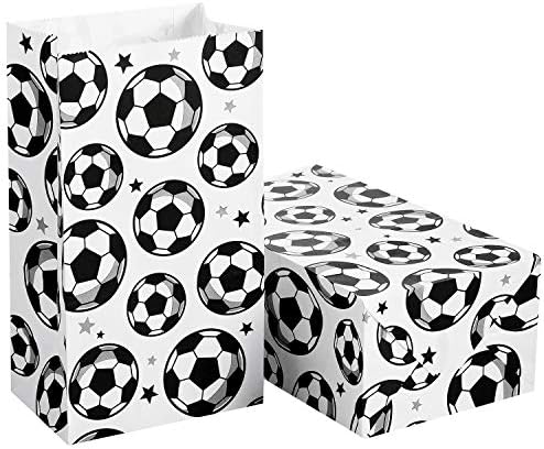 Blulu 30 pakovanja papirna torba za fudbalsku zabavu, Candy Goodie kese za poslastice, poklon torbe za fudbalski Print za fudbalske