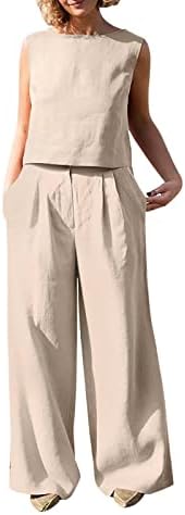 Ljetne jesenske pantalone Set za djevojčice 2023 laneni pamuk labavi kroj opušteni dvodijelni običan Lounge set pantalona FZ FZ