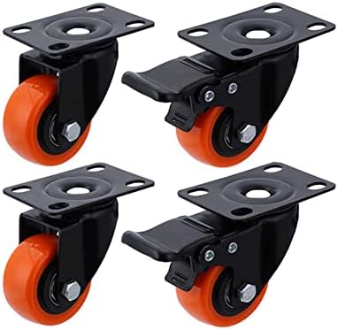 NESHO 2 inčni okretni kotačići za teške uslove rada industrijski Kotačići 300KG narandžasti poliuretanski kolica za namještaj kotačić