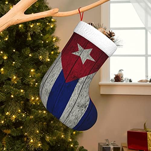 QG ZZX Božićne čarape sa bijelim super mekom plišane manžetne retro kubanske zastave Xmas Božićne ukrase Čarape