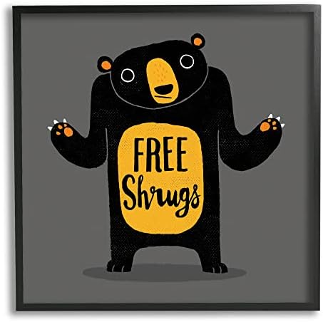 Stupell Industries Besplatno ramenima Fraza Funny Black Bear Ilustracija, dizajn Michael Buxton