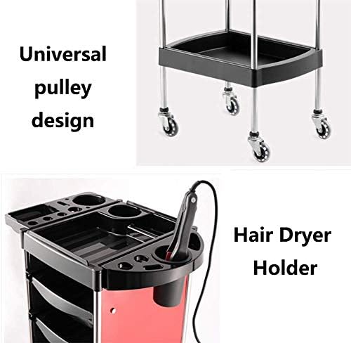 HJRD kolica, kućni posluživanje košara 5-polica Držač kose za kosu sa 5 ladica, univerzalnih točkova, ABS materijal