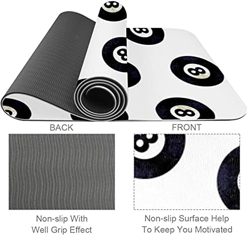 Debela neklizajuća Vježba & amp; fitnes 1/4 prostirka za jogu sa bilijarskom loptom crno-bijeli Print za Yoga Pilates & Vježba fitnesa