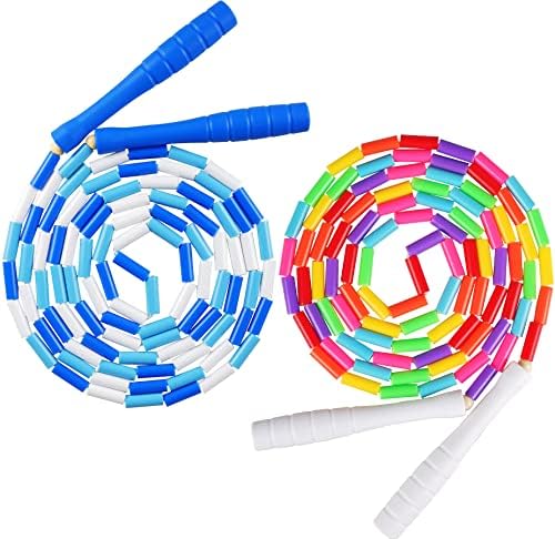 Fezog 2 paket Rainbow Beaded Kids konopac za preskakanje, segmentirano uže za preskakanje za djecu odrasle osobe, konopac za preskakanje