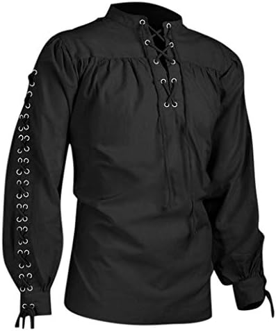 Zdfer Gothic majice za mens, plus veličina s dugim rukavima srednjovjekovni retro zavojni pulover mock vrat vintage casual labav vrhovi
