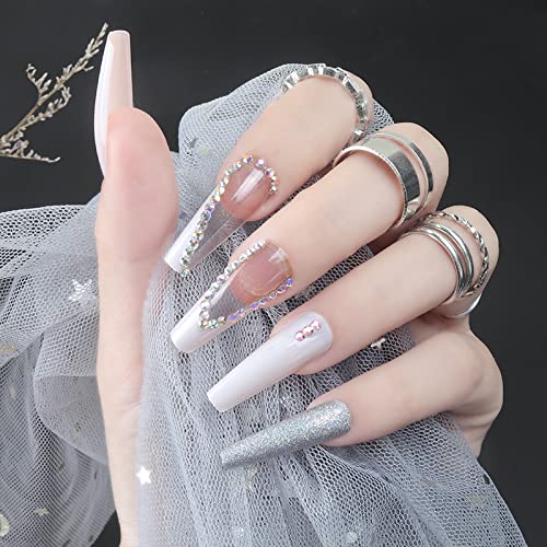 Dugi baletni nokti dugi vrhovi noktiju lepak na lažnim noktima, veštački manikir prstiju, višekratni lažni nokti Press on Nails Art
