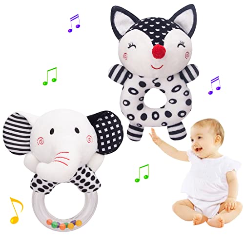 Novorođene viseće igračke 0-3 mjeseca, visoko kontrast crno-bijeli slon Fox plišane igračke za dojenčad igračke za dječje igračke