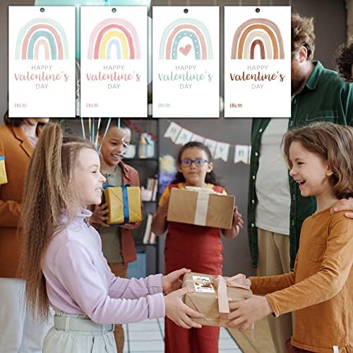 40 komada poklon oznake za Dan zaljubljenih sa nizom| 4 dizajna Rainbow Valentin's Day visite oznake za djecu / sretan Dan zaljubljenih