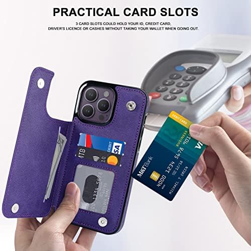 Bemal iPhone 14 Pro Max torbica za novčanik sa držačem kartice, PU kožni stalci za kartice zaštitni poklopac kućišta za muškarce i