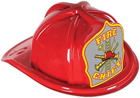 Beistle 66777-28 48 komada plastičnih šešira za vatru sa srednjom veličinom glave, Crvena