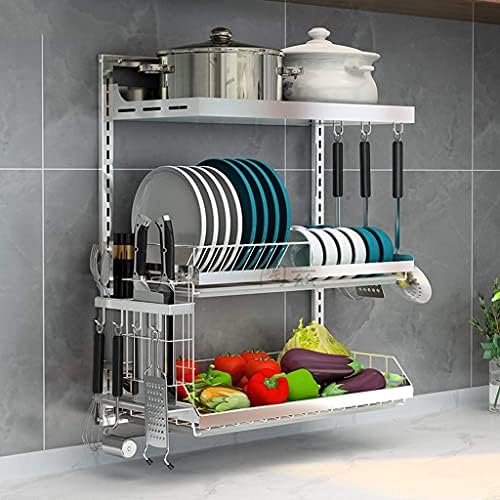 Fehun sudoperi, kuhinjski troslojni odvodni čelični čelični odvodni regal, srebrni stalak za odlaganje i štapići