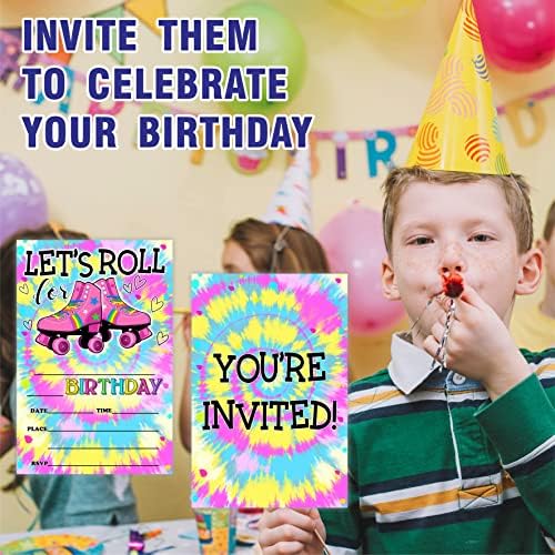 Pozicije rođendana za rođendan u obliku boja za klizanje, hajdemo! Rođendanske zabave Pozovite kartice (20 brojeva) sa kovertama,