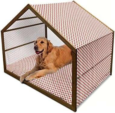 Lunadljiva geometrijska drvena kuća za pse, trouglovi kvadrata i linije sa ombre poput fraktalnog dizajna modernog stila printa, vanjski