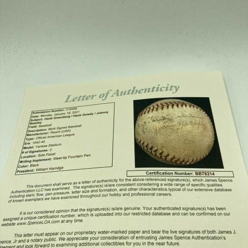 Izuzetni kapetan Hank Greenberg 1942 Drugi svjetski rat Dva potpisana bejzbol JSA - autogramirani bejzbol