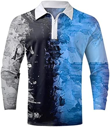 Wocachi 2022 MENS Polo majice, dugi rukav 1/4 Zip up vrat Golf vrhovi Colorblock Patchwork Sports Casual Dizajnerska majica