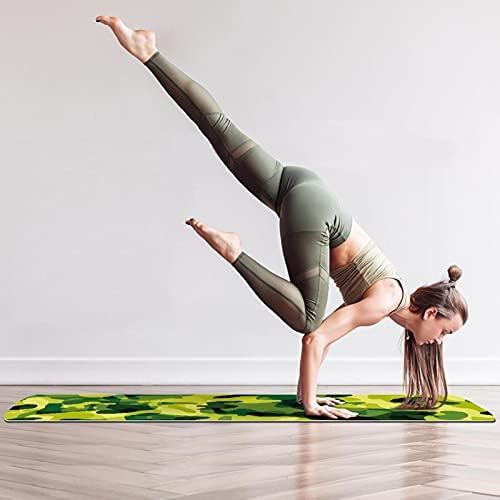 Debela neklizajuća Vježba & amp; fitnes 1/4 prostirka za jogu sa žutim zelenim maskirnim uzorkom apstraktni Print za Yoga Pilates
