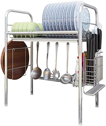 KLHDGFD Nehrđajući čelični sudoper, čvrst, stabilan, stalak za sušenje jela sa kapljivim ladicom i stalak za suđe, malim kuhinjskim