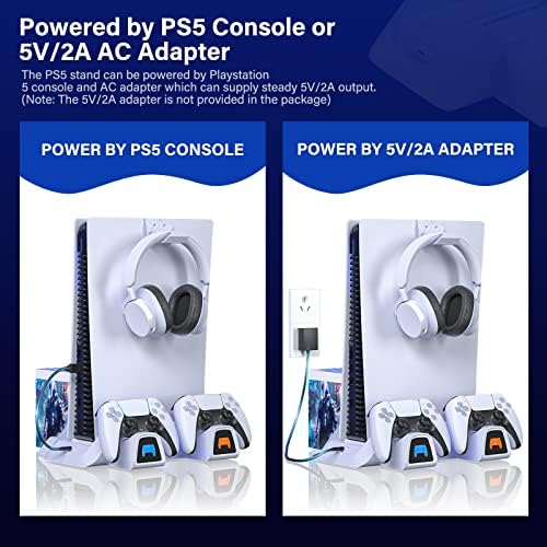 PS5 stalak i Stanica za hlađenje sa dvostrukom stanicom za punjenje PS5 kontrolera za Playstation 5 PS5 konzolni disk / Digitalno