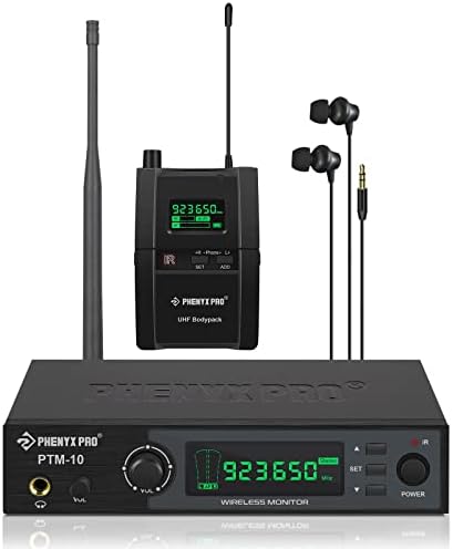 Phenyx Pro UHF Stereo bežični sistem za praćenje ušiju, bežični IEM, frekvencija za odabir opsega 900MHz, nosač za montiranje, 160