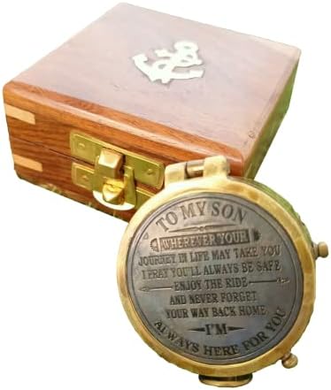 Kompas Vintage Mesing pomorski kompas 2 sa drvenim okvirom Predmet mog sina planinarenje Avantura Alat za preživljavanje antiknog
