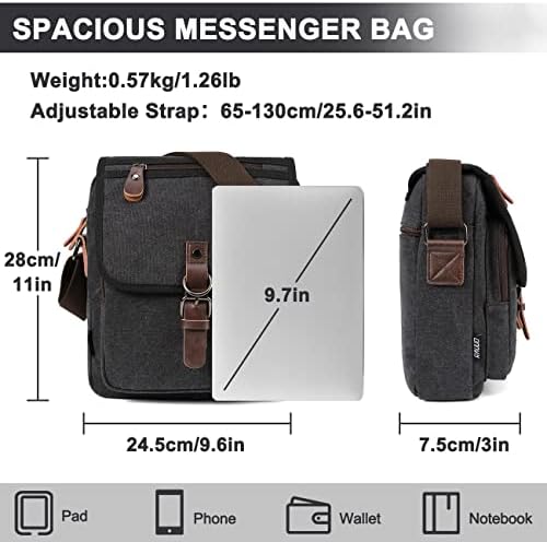 Ravuo Messenger torba za muškarce, vodootporan 17,3 inča za laptop za laptop i male platnene ramenice