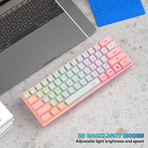 MageGee 60% žičana tastatura za igre, RGB Ultra-kompaktna Mini Tastatura sa pozadinskim osvetljenjem, vodootporna Mini kompaktna tastatura