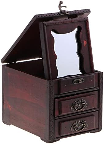 Jahh Vintage Metal Lock Drveno pohranu Kutija za pohranu Treasure Organizer CASE poklon kutija sa ogledalom antikne kineske kutije