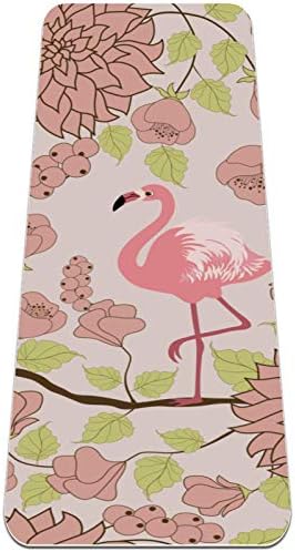 Siebzeh Retro Pink Flamingo sa cvjetnom Premium debelom prostirkom za jogu Eco Friendly Rubber Health & amp; fitnes neklizajuća prostirka